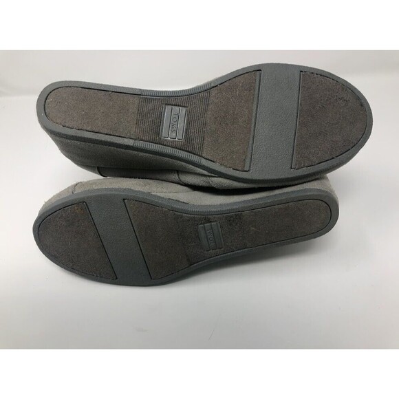 Toms Kala Lace Up Wedge Booties Grey Women Size 10 Aztec Leather Suede Boots - Picture 6 of 8